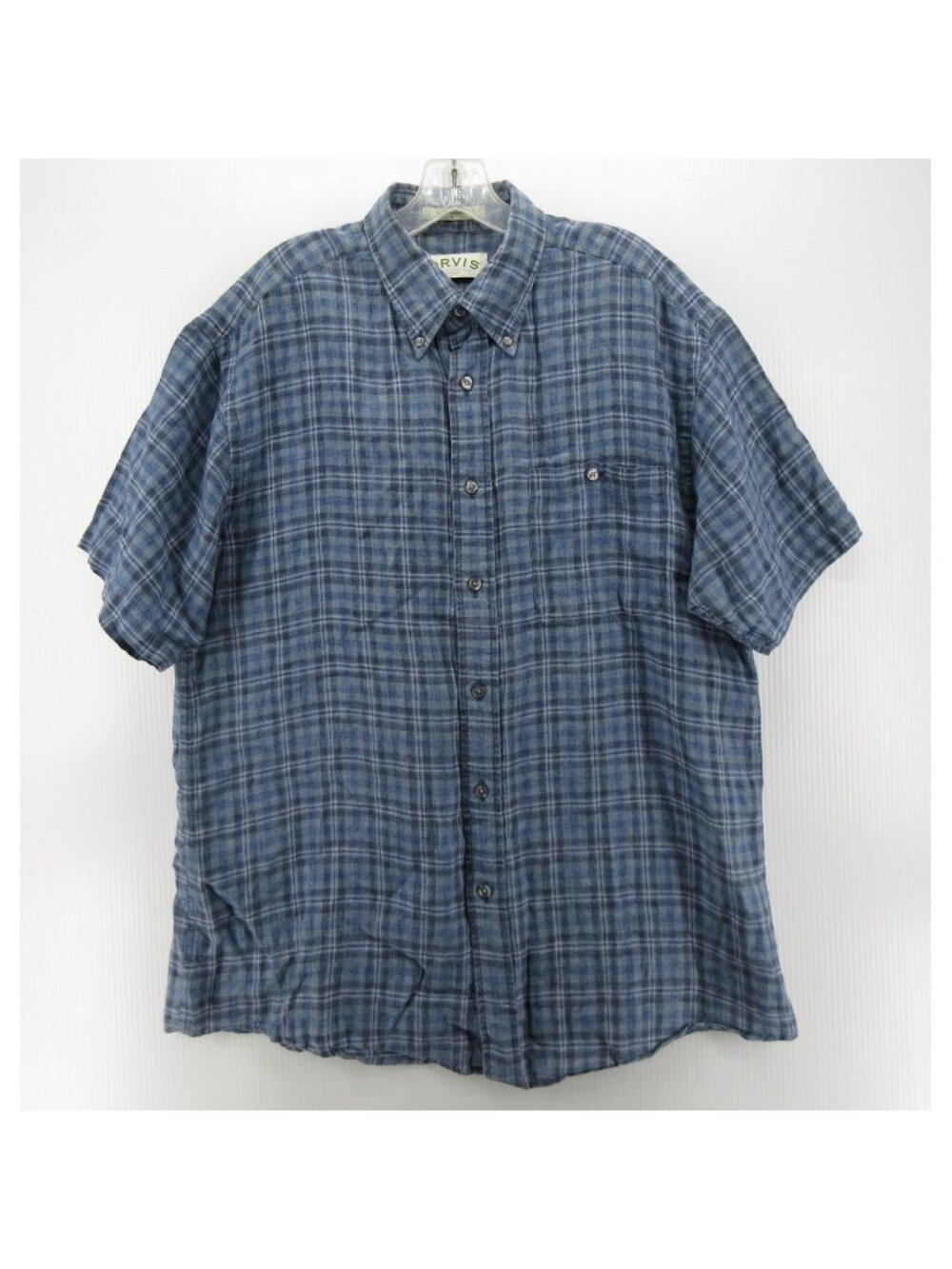 Orvis Shirt Large Linen Button Down Plaid Relaxed Hiking Safari Preppy